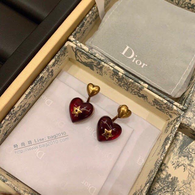 Dior飾品 迪奧經典熱銷款心形紅色滴油桃心耳釘耳環  zgd1352